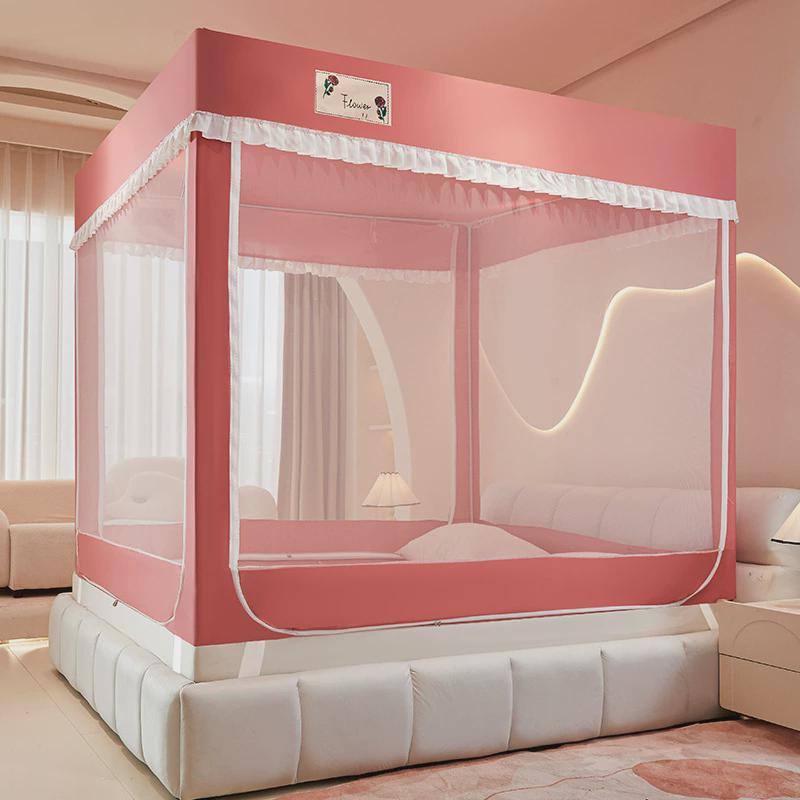 厂家直销坐床遮光蚊帐三通全封闭床帘家用防尘自连接防摔回底帐子