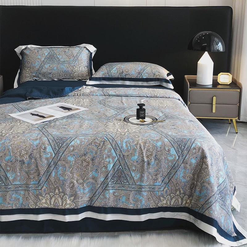 76n新品天丝凉感印花锦夏凉被四件套冰丝夏季欧式空调被可水洗