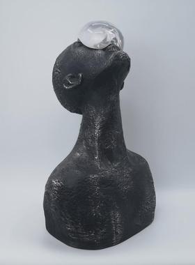 现代简约软装人像雕塑艺术摆件样板房家居奢蓝色饰品树脂人物摆件