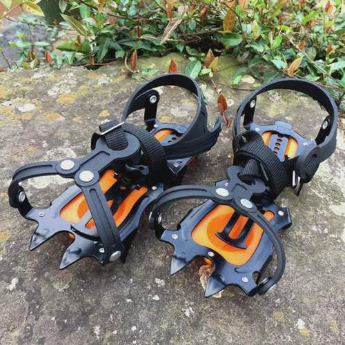 10齿冰爪防滑鞋套户外成人钉登山雪地鞋男女冰抓鞋链路面防摔雪