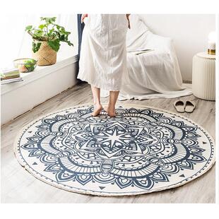 防滑客厅地垫地毯外贸棉线卧室地毯洗爬行垫北欧编织机沙发垫青花