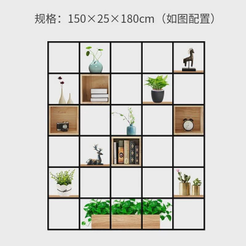 美式玄关铁艺展示架架子落地实木书架置物架现代简约屏风隔断客厅