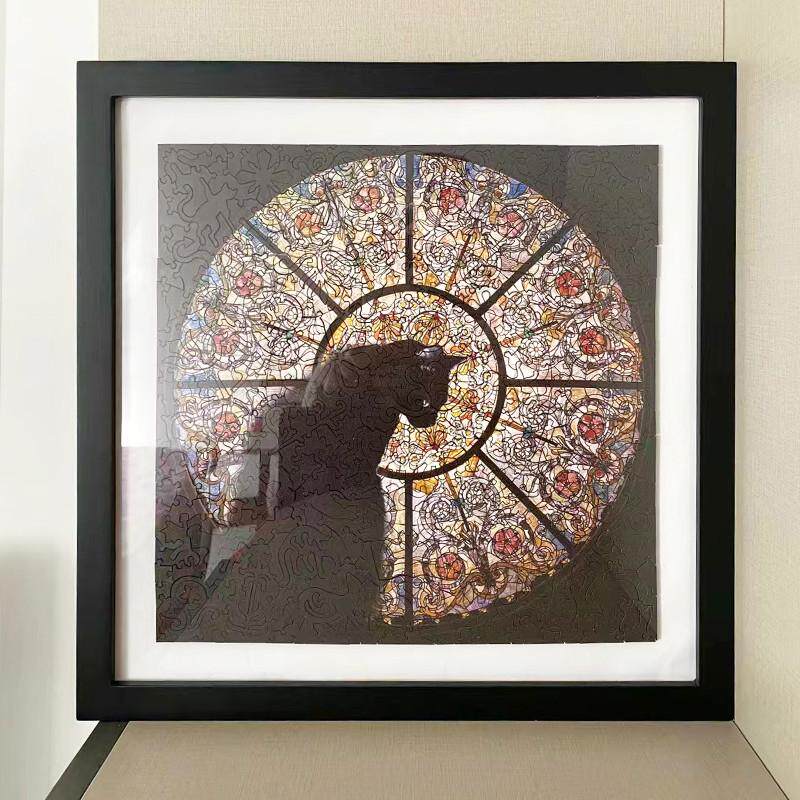 教堂猫拼图框Cathedral Cat异形拼图装裱30*30cm挂墙实木相框外框
