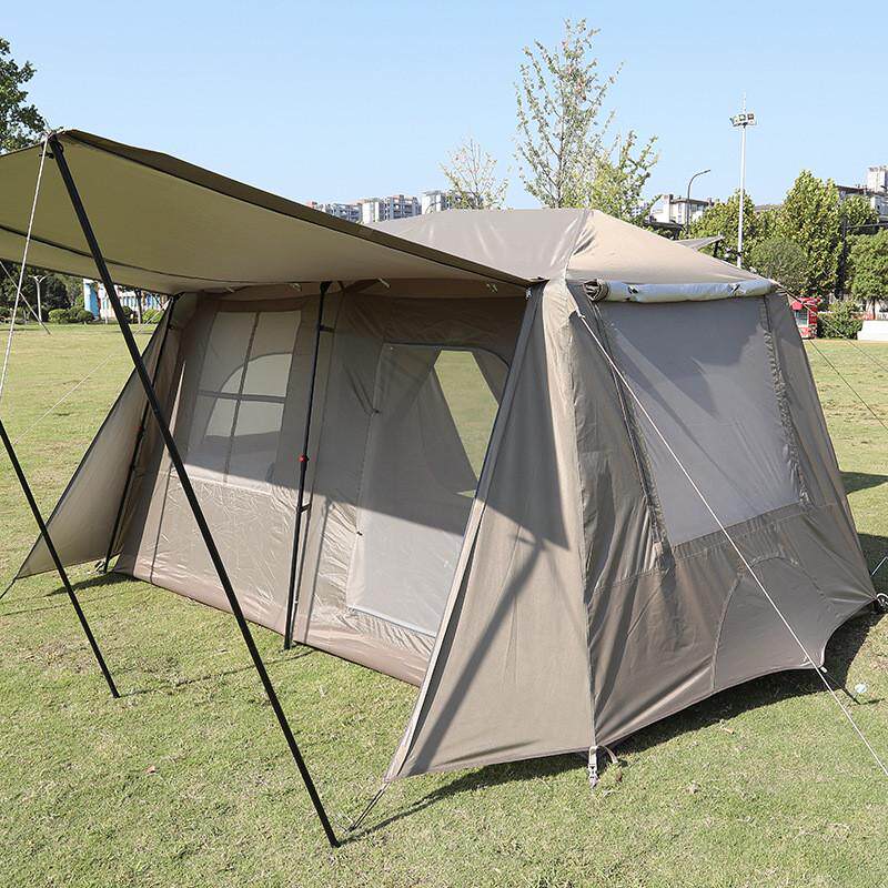 户外露营野炊屋脊帐篷两室一厅防潮自动帐篷登山野营家庭游玩帐篷