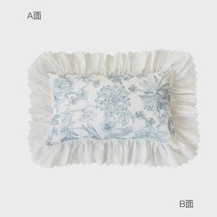 小清新靠枕绣花靠垫氛围感腰 田园复古 78N78N蜡笔派浮花抱枕 法式