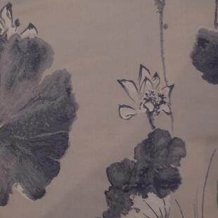 新中式面料荷花高精密提花红木家具酒店床上用品抱枕沙发坐垫水墨