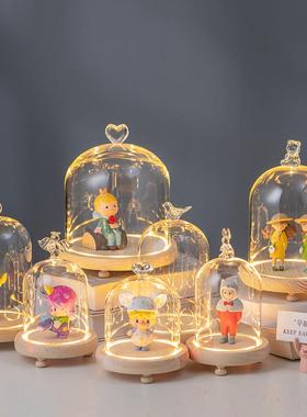 创意永生花玻璃罩发光新款特蔡徐坤泡泡马Q版手办KUN黏土婚礼七夕