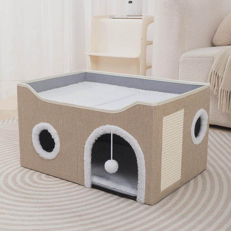 热销保暖四季通用猫屋双层猫咪床睡觉封闭式冬季猫房宠物用品