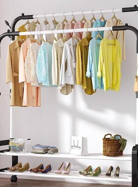 塑料结合款落地衣帽架家用晾衣架室内落地架衣物置物架收纳晾衣杆