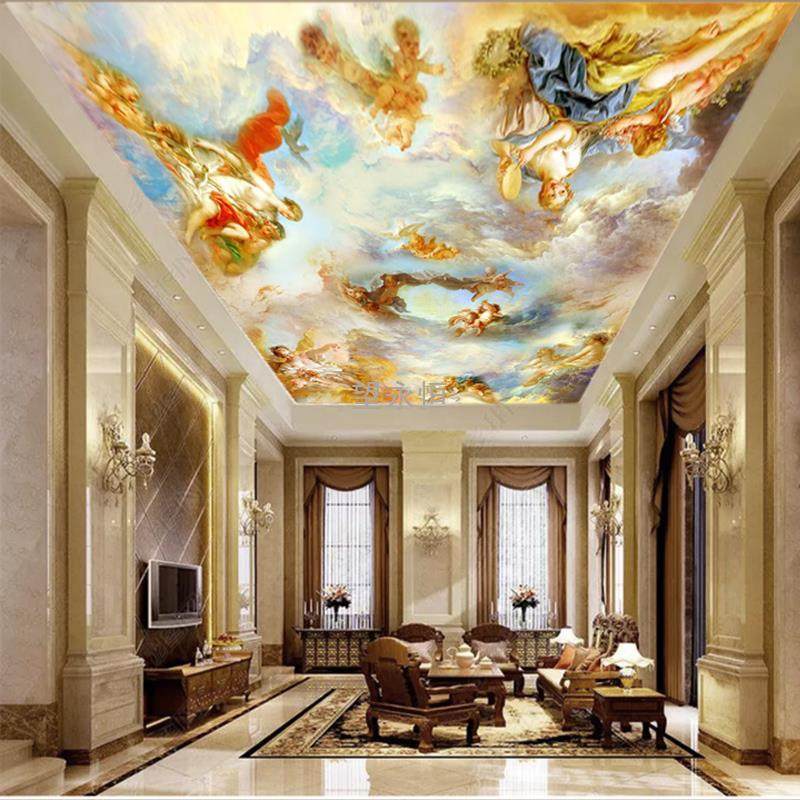 w網3w網3欧式吊顶壁纸酒店会所大堂天花板顶墙纸客厅奢华油画人物,家装主材,PVC墙纸,淘宝优惠券,粉丝福利购,淘宝优惠卷