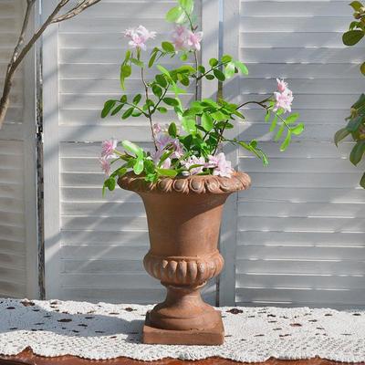仿花盆古铜色高脚罗马花盆欧式简约办公室户外庭院装饰高石摆件