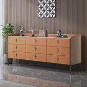 意式 现代简约五六客厅卧室收纳柜轻奢高级斗柜实木电视皮质储物柜