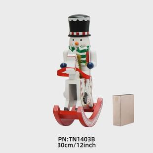 骑马新款30cm装饰摆件夹子胡桃木质工艺品摇马木战马胡桃兵木偶人