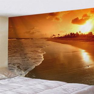 x1aw超大风景挂布夕阳日出大海边卧室挂毯床头墙壁装 饰背景布遮