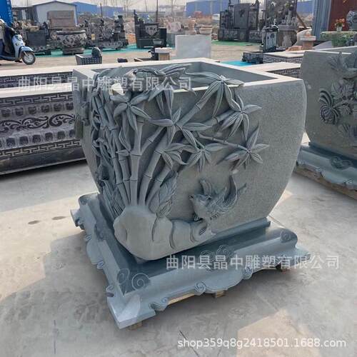 天然石雕鱼缸晚霞红石缸户外仿古庭院青花盆石槽养鱼池荷花缸摆件