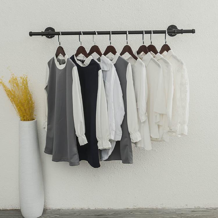 0wyv单杆式阳台晾衣杆固定打孔晾衣架复古室内凉衣杆卧室墙壁挂衣