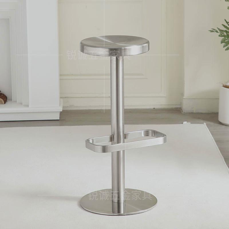 工业风酒吧不锈钢吧台凳咖啡厅可旋转圆凳升降高脚凳金属吧台椅子