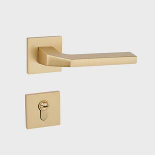 磁吸门锁室内卧室房门锁套装 门锁金色静音门锁家用木门锁把手 美式