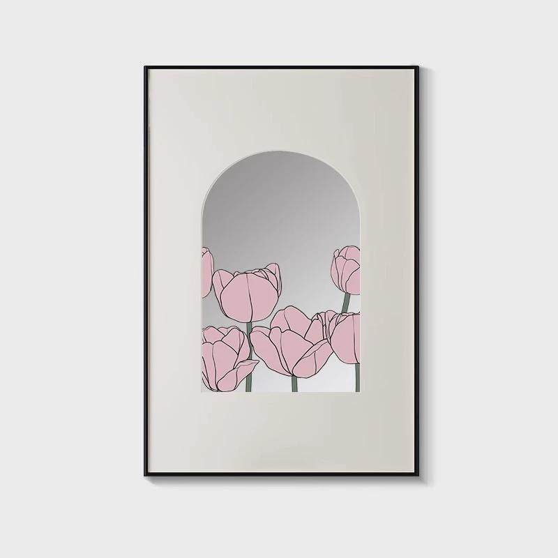 郁金香客厅装饰画ins风镜子画现代轻奢餐厅沙发桌面摆画高级挂画,家居饰品,现代装饰画,淘宝优惠券,粉丝福利购,淘宝优惠卷