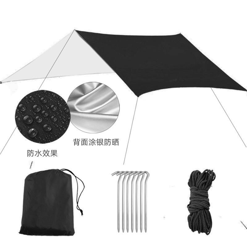 户外防水防晒方形天幕多功能沙滩凉棚遮阳帐篷轻薄涂银地席地布