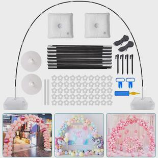 黑色纤维杆水袋底座气球拱门套装生日派对气球支架圣诞装饰婚庆