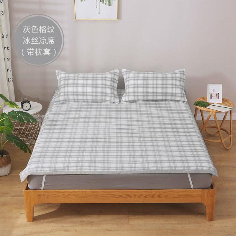 竹纤维凉席三件套透气夏季学生宿舍软席子冰丝可水洗折叠1.8m床单