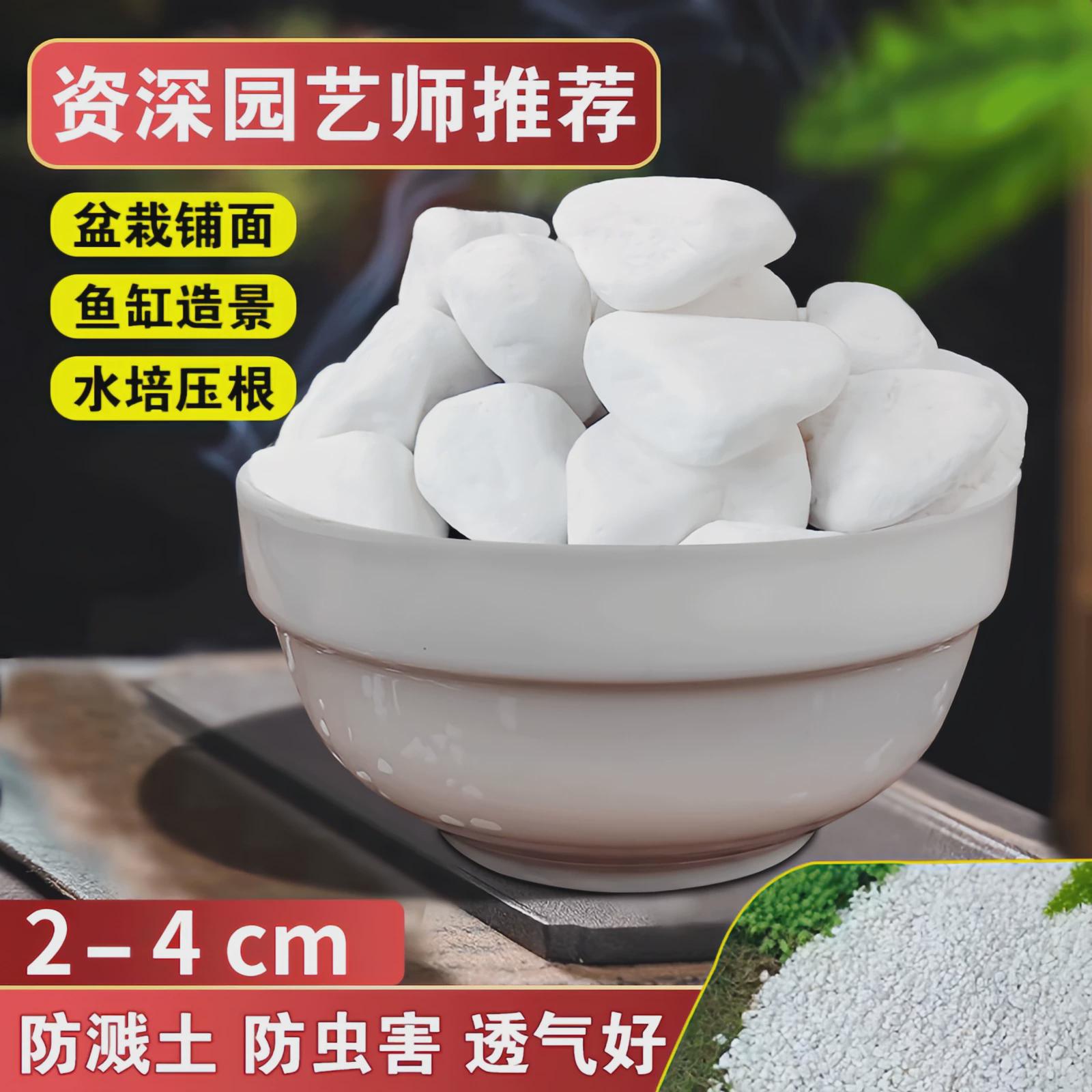 天然白石子庭院石头白色石子颗粒小白铺路鹅卵石阳台造景景观砾石