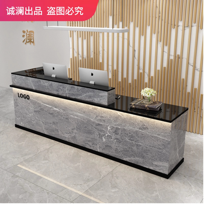 发光收银台转角柜台吧台公司办公前台理发店台球室小型接待台