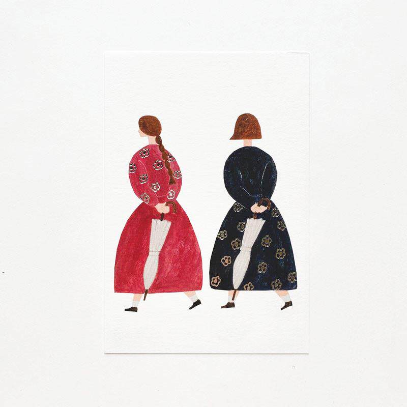 日本插画家「布川爱子、藤卷佐有梨」  烫金工艺卡片日本印制现货