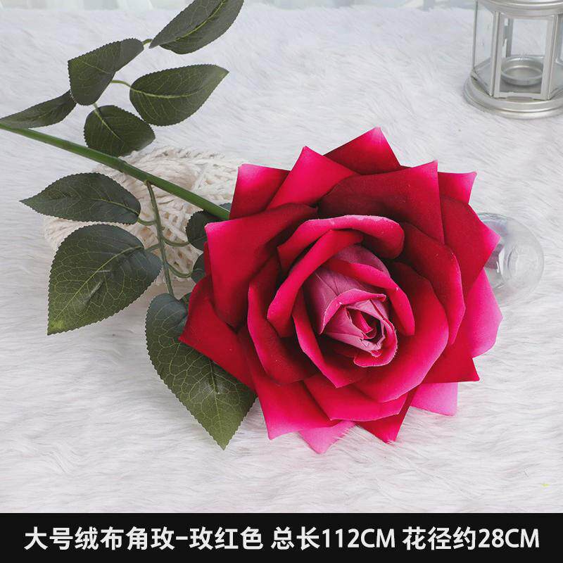 巨型玫瑰花超大号绒布角玫仿真花婚庆巨型单支玫瑰假花绒布绢花