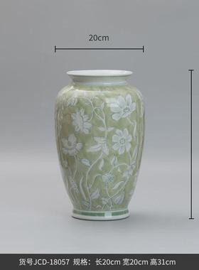 博西家居花器复古青花瓷陶瓷花瓶摆件家居高级感新中式装饰品