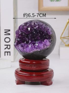 钱袋子簇开口笑紫晶洞聚宝盆天然紫水晶水晶工艺品家居办公摆件