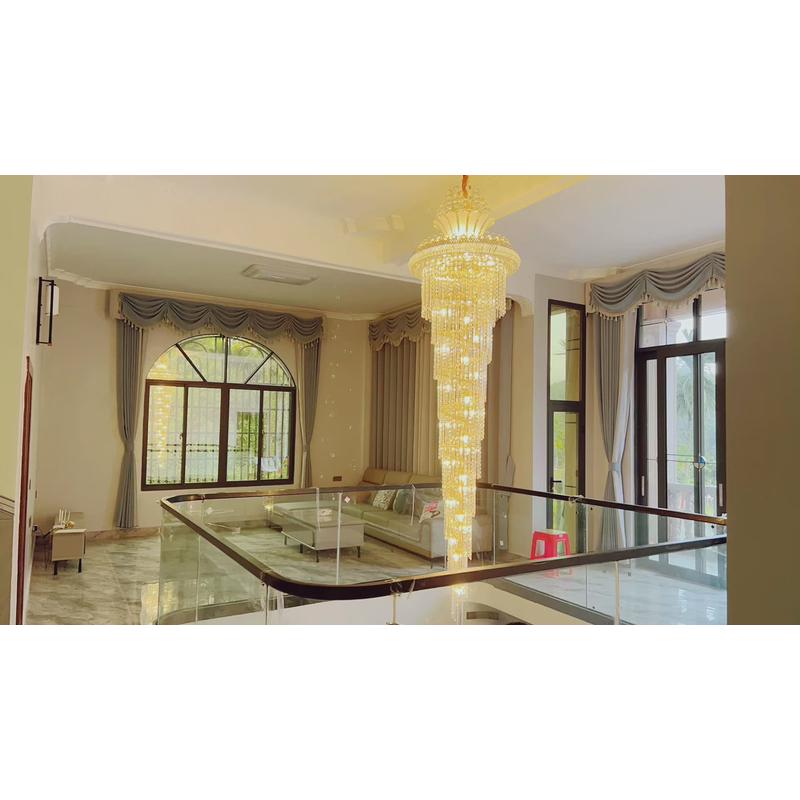 复式楼led灯楼梯间长吊灯酒楼别墅客厅水晶大吊灯led会所楼梯吊灯