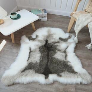 现代简约可机洗仿驯鹿毛皮地毯卧室毛毯地垫床边仿动物毯梳妆镜子