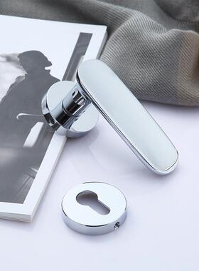 现代简约锌合金房门锁铜拉丝门锁通用型门把手磁吸静音黑色房门锁