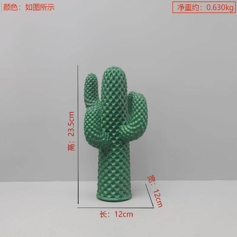 北欧创意彩色仙人掌树脂摆件酒店客厅玄关卧室样板房软装家居饰品