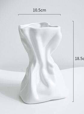 简约白色陶瓷花瓶水养北欧现代客厅创意家居餐桌干花插花装饰摆件