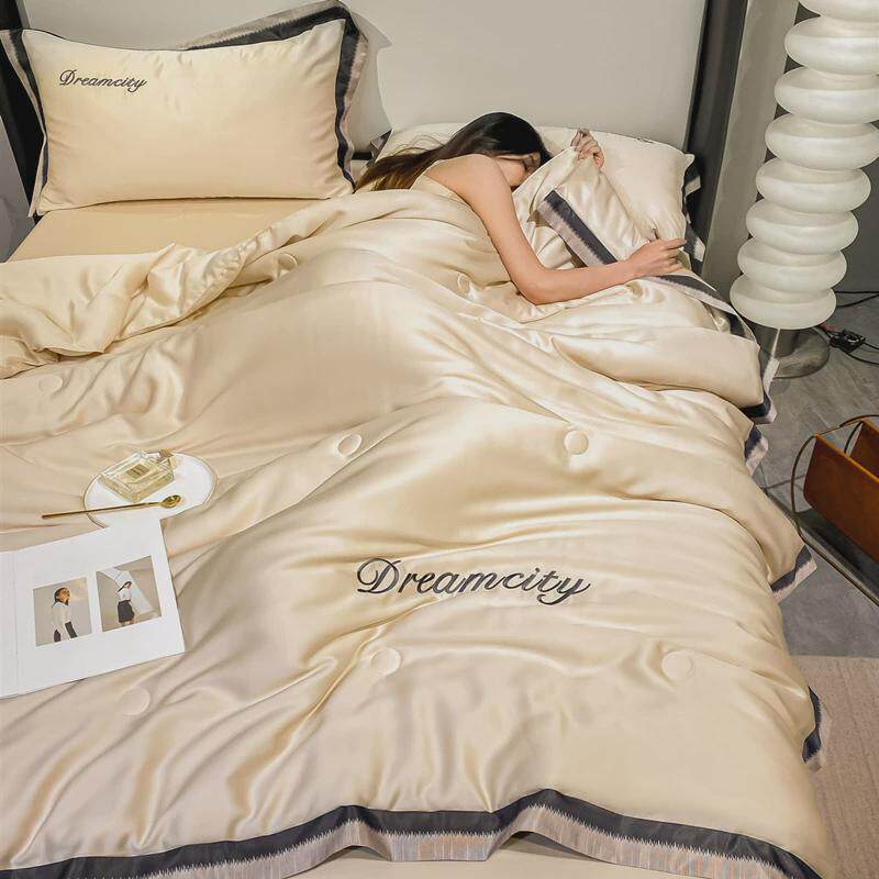 轻奢水洗天丝夏被四件套可机洗单双人空调被夏季薄被子冰丝夏凉被