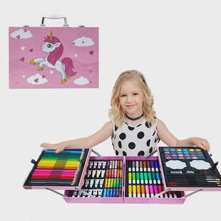 200PC画笔蜡笔儿童绘画套装小学生美术班颜料画画工具水彩笔套装