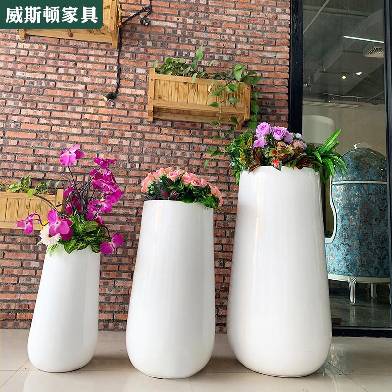 创意玻璃钢花器花盆组合花缸异形商场售楼处美陈摆件落地大花瓶
