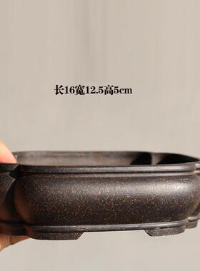 紫砂花盆四方盆小微长方六方形浅盆菖蒲松柏盆景多肉姬月季竹节