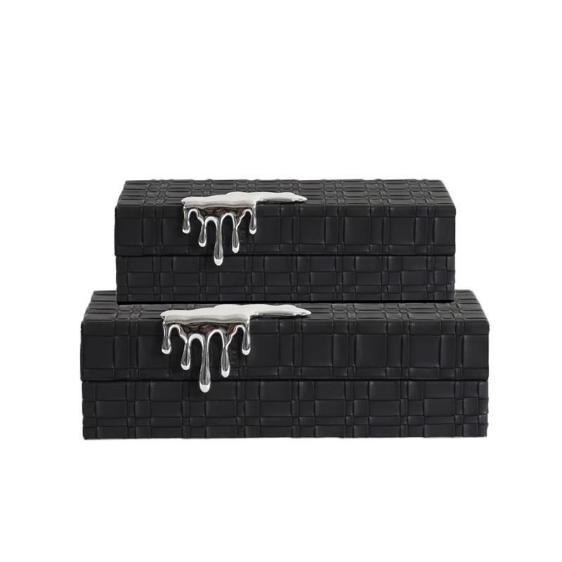 现代简约编织皮革水滴首饰盒高级样板间桌面卧室梳妆台摆件装饰品