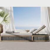 户外躺床家具庭院室外阳台别墅游泳池度假岛躺椅实木沙滩椅休闲