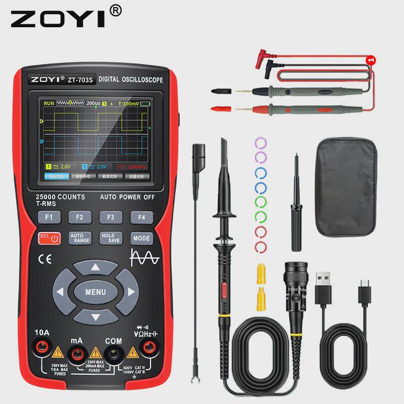 众仪示波万用表zt-703s跨境高精度双通道50m示波器信号源三合一