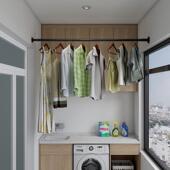 2件装 加厚不锈钢浴室窗帘杆阳台免打孔伸缩杆晾衣杆阳台晒衣杆