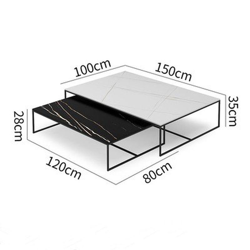 北欧沙发边几轻奢岩大厅子母茶几组合家用客厅长方形小茶桌板铁艺