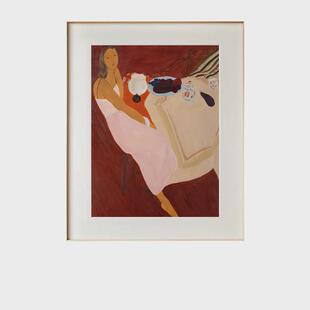 现代简约沙发背景墙装饰画组合套装餐厅卧室粉红色样板间挂画壁画