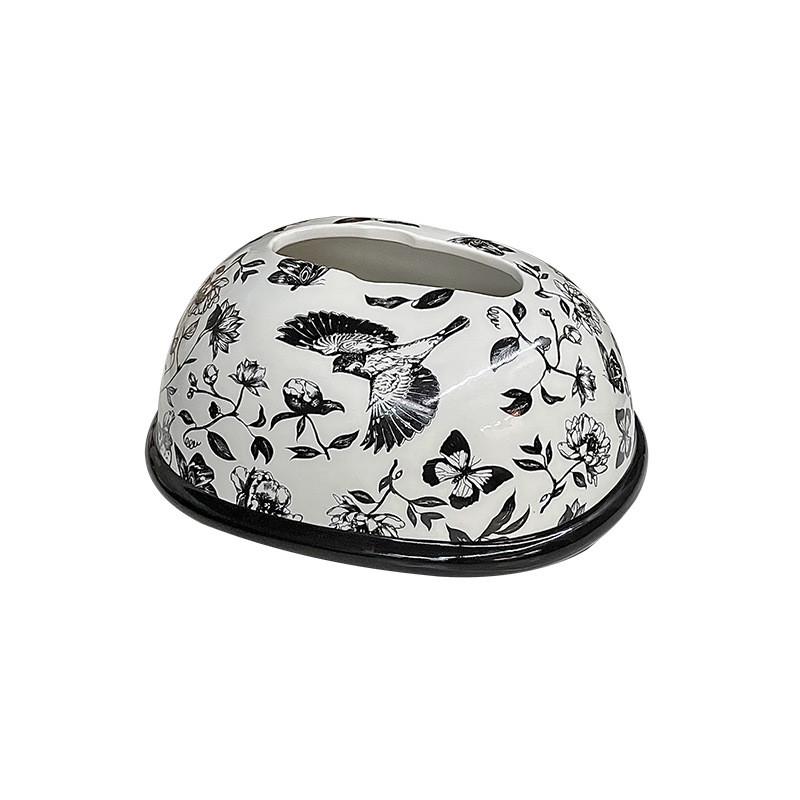 国潮水墨纸巾盒客厅高级感陶瓷纸抽盒卫生间免打孔抽纸盒伴手礼品