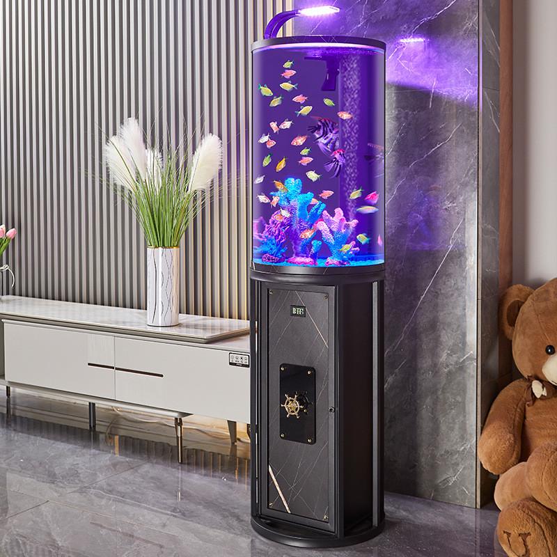 创意亚克力生态鱼缸滤小型办公室免换水底客厅金鱼缸半圆形水族箱