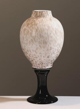 批发中古高脚艺术白瓷造型彩点玻璃花瓶插花侘寂风民宿客厅装饰